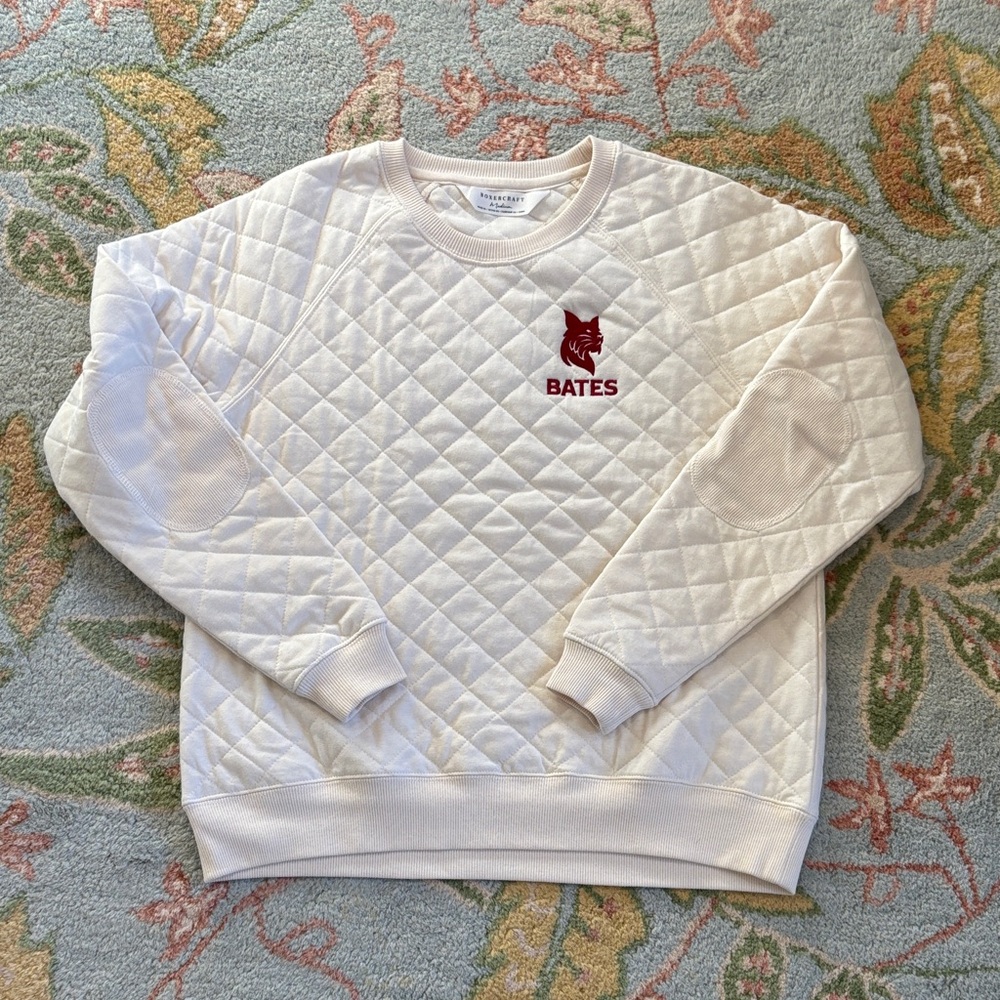 Bates College Cream Quilted Sweatshirt size M